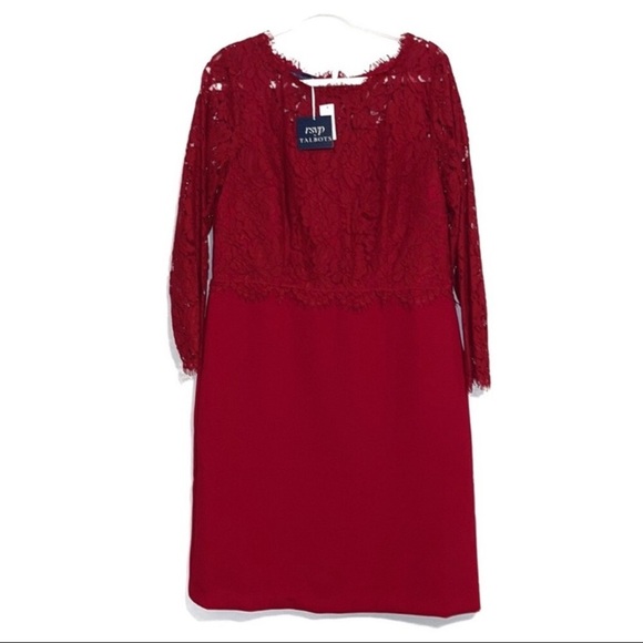 NWT RSVP by Talbots Lace Overlay Long Sleeve Dress - Picture 3 of 10